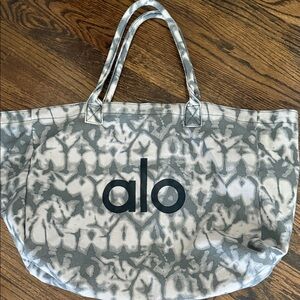 ALO Yoga Gray Tie-Dye Canvas Tote